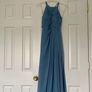 Azazie Steel Blue Ginger Allure Chiffon Dress